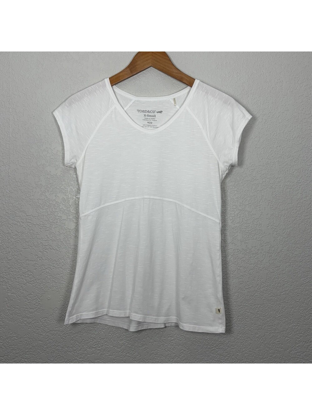 Toad&Co Women XS Organic Cotton Tee White Short Sleeve Tencel Stretch Minimalist